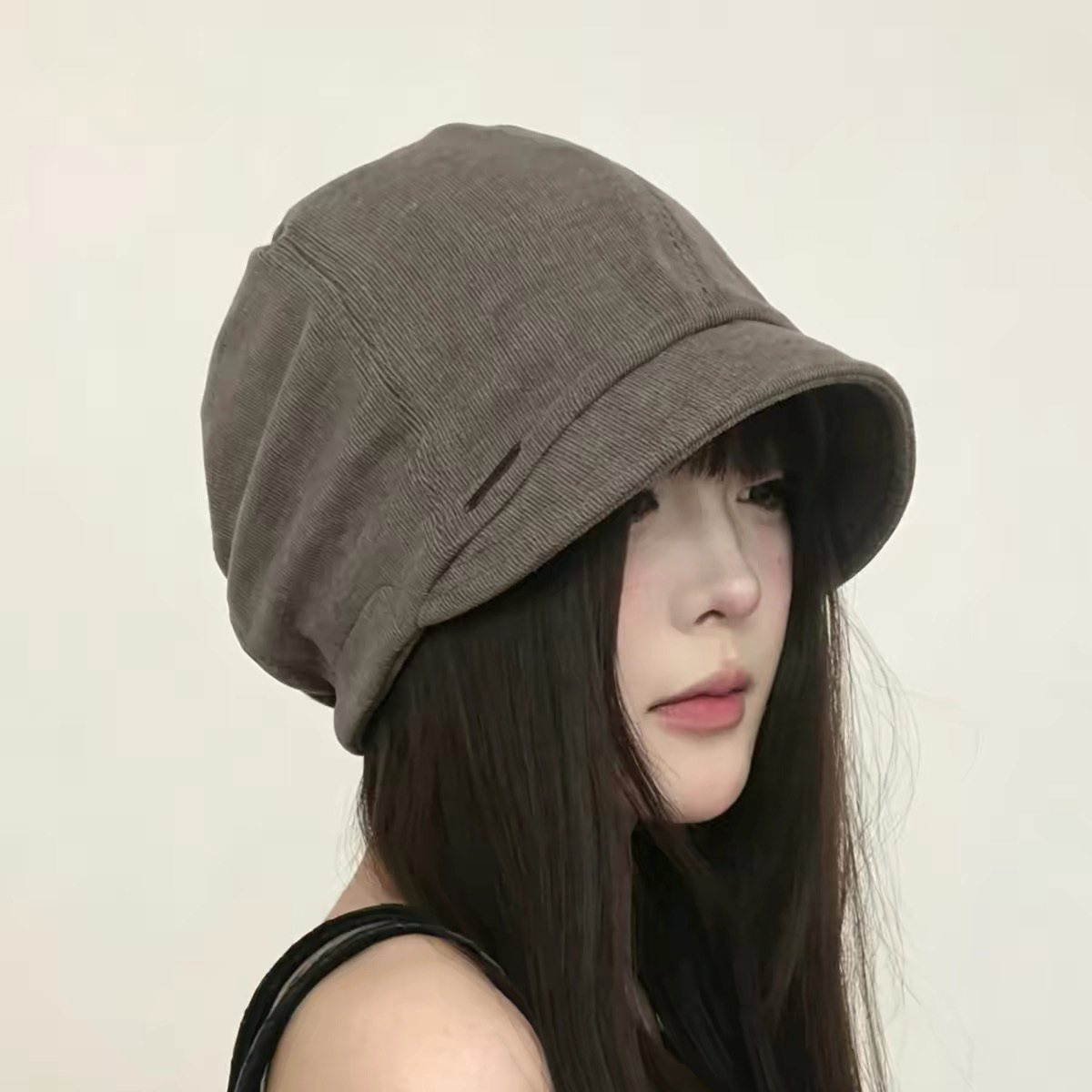 Vintage Knitted Newsboy Cap for Women, Autumn and Winter, Face-Slimming Octagonal Cap, Versatile Forward Cap, Japanese Artistic Style Hat