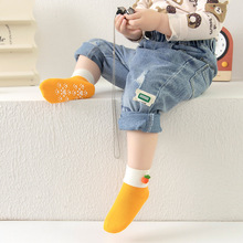 儿童袜子松口宝宝百棉童袜秋冬防滑拼色婴儿A类100%纯棉袜子