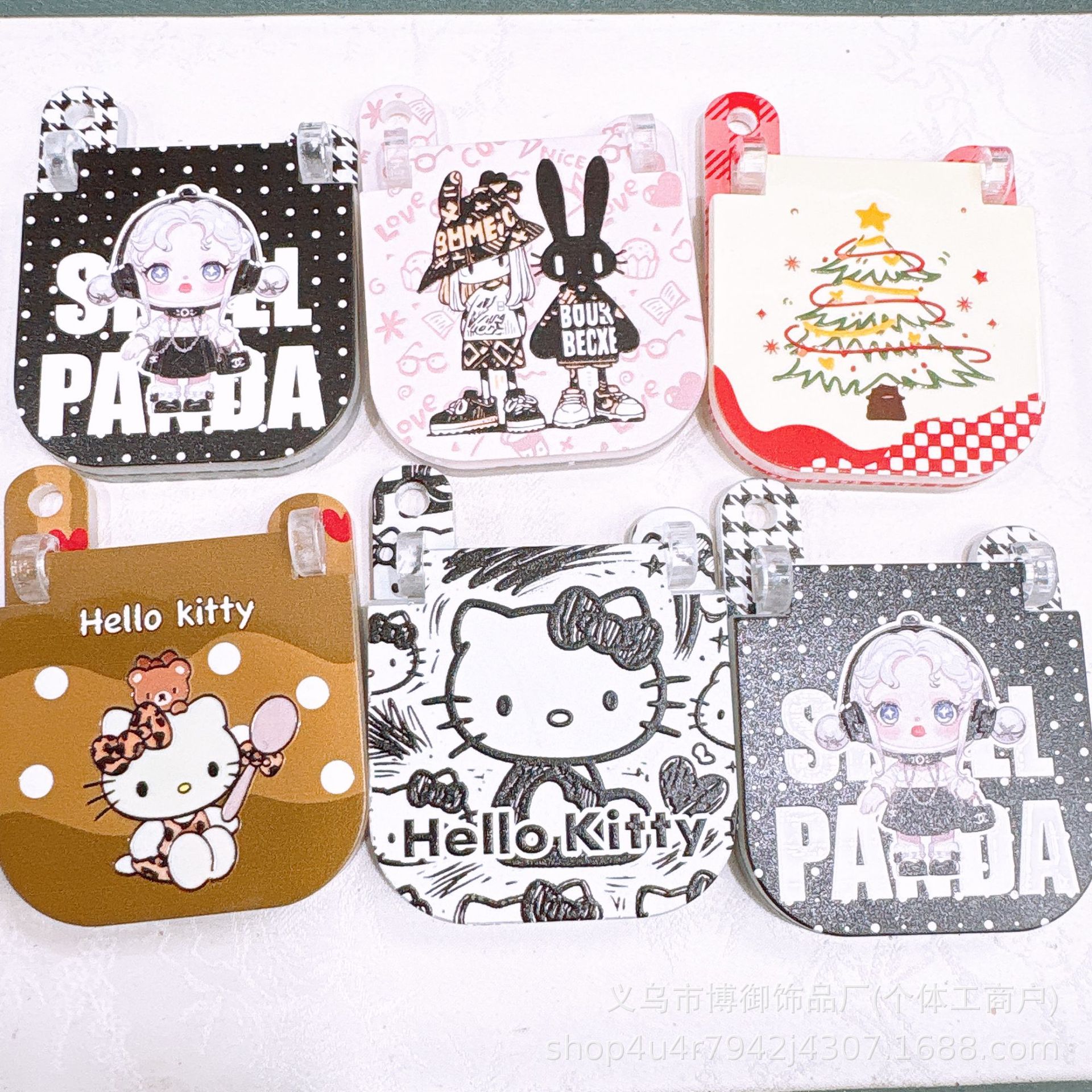 吊孔亚克力卡通印花浮雕翻盖手机diy手机链车挂钥匙包链饰 品配件