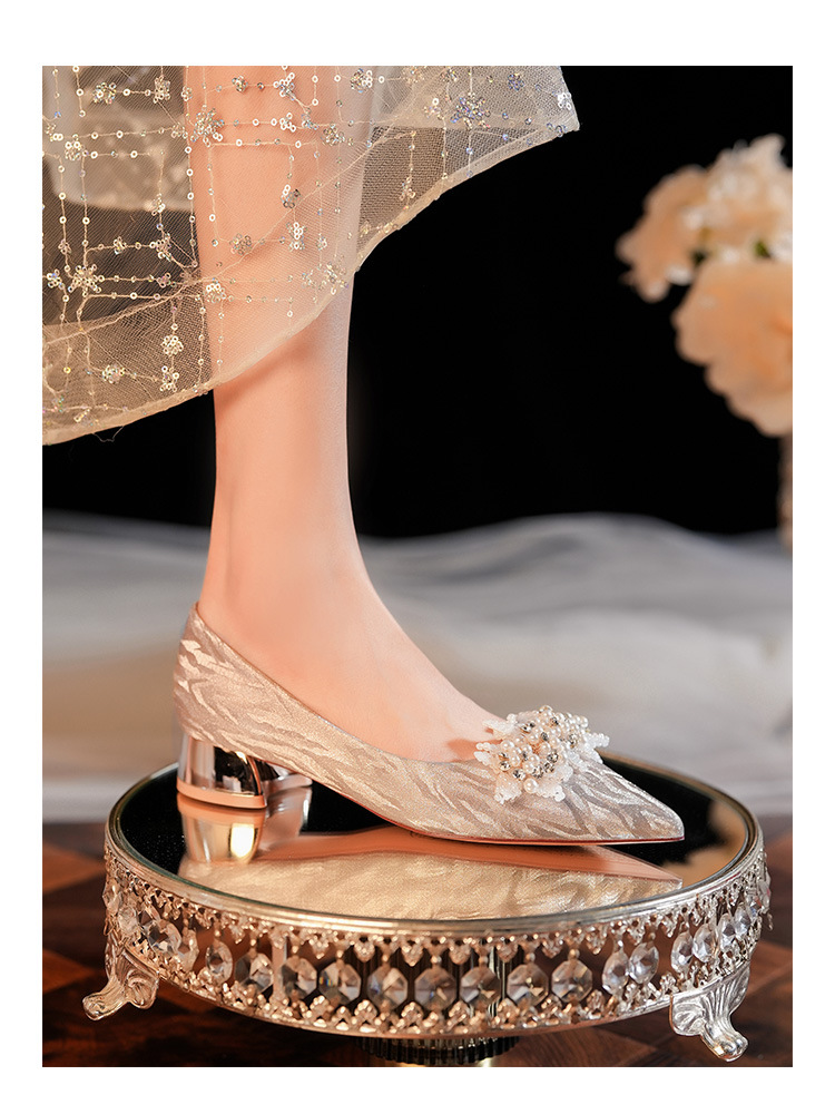 3333C-015 Low Heel Pointed Toe Tiger Skin Pattern High Heels Comfortable Elegant Women's Shiny Wedding Party Shoes_voghion.com