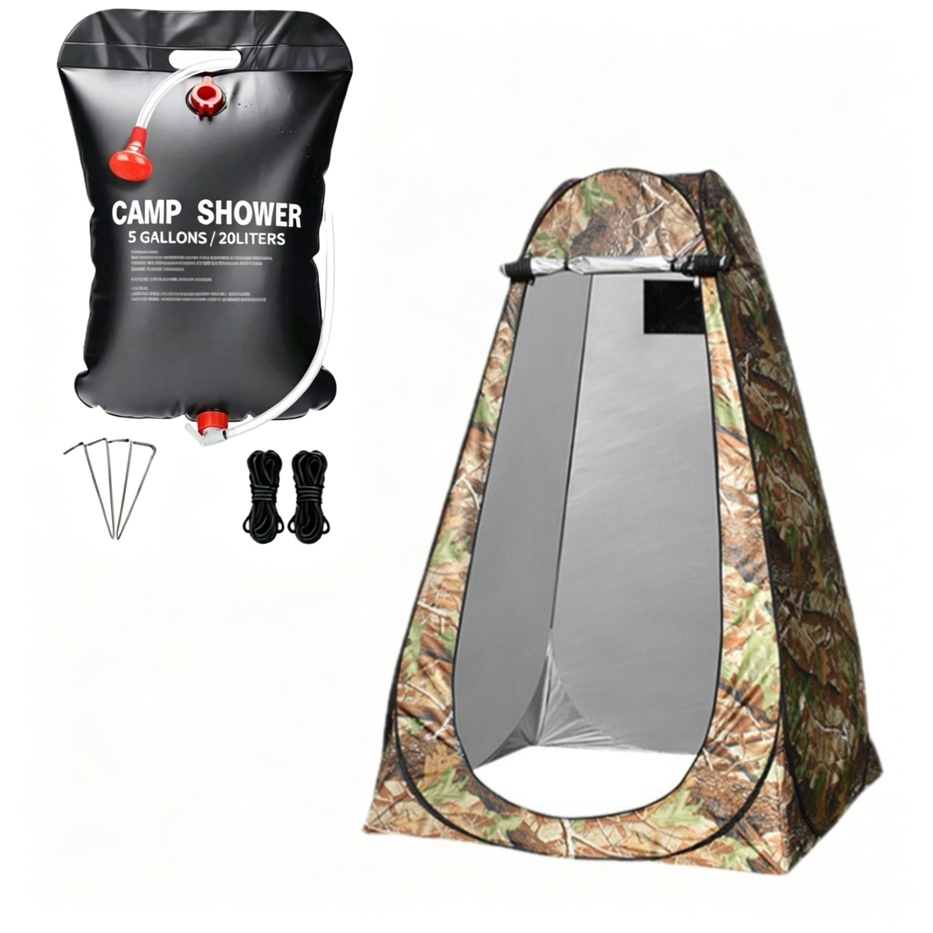 2-window camo tree print + 20l shower bag / Single size: 1.2*1.2* 1.9m