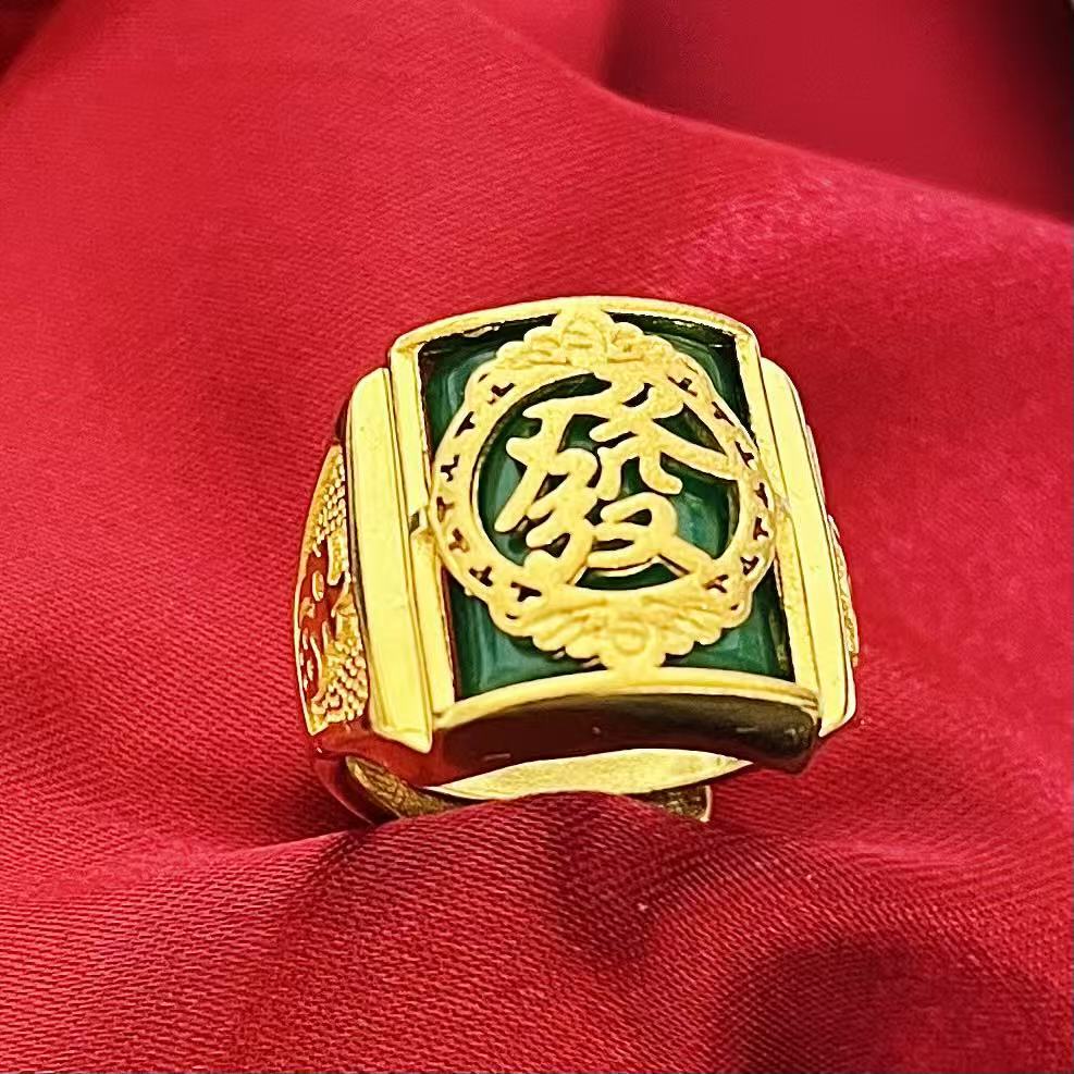 黄銅の金メッキの福の金儲けの指輪の男性の多種類の車の花は宝の蛇口の関公の戒子の金メッキの指輪を招きます。