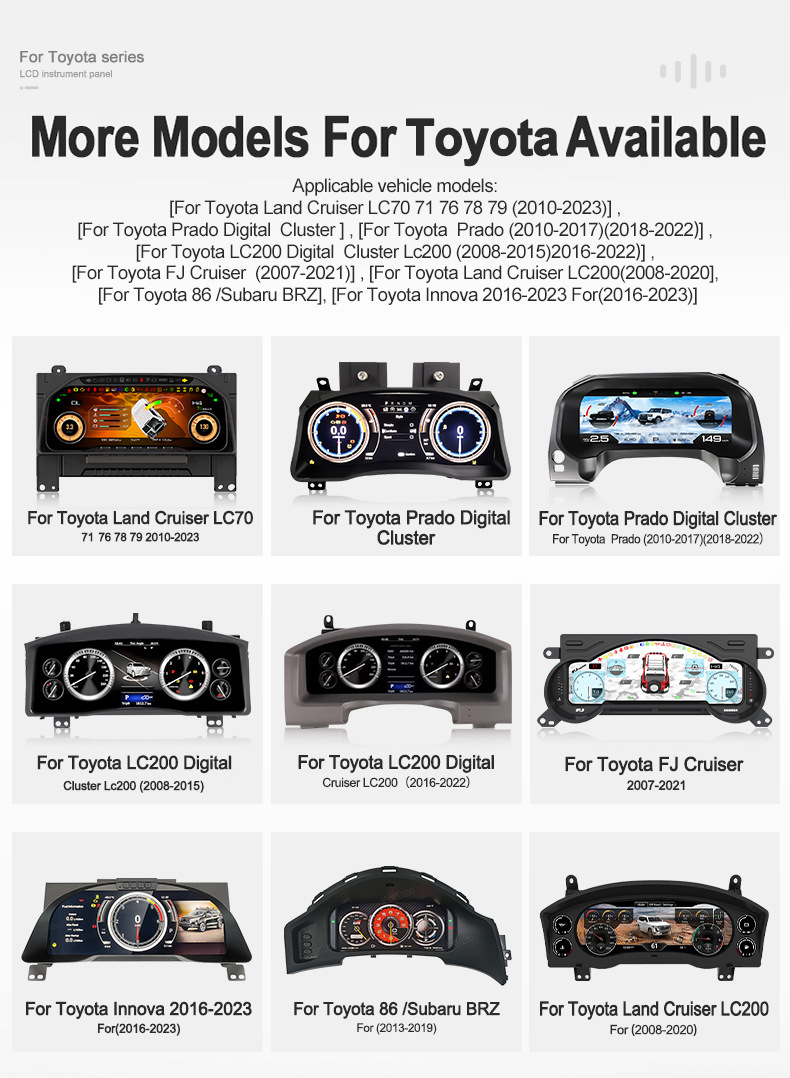 Suitable for Toyota Hilux 12.3inch Instrument Panel Led Display Intelligent Upgrade Full Lcd Instrument Panel
