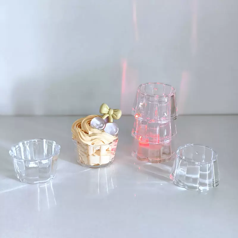 迷你透明塑料蛋糕杯冰淇淋杯儿童奶油胶diy配件圆形花边甜品杯子