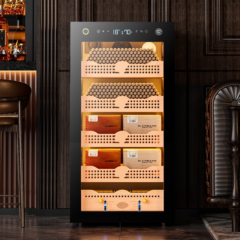 Qalong 130C Smart Wifi Constant Temperature and Humidity Compressor Ammonia Removal Cedar Wood Liner Cigar Red Wine Moisturizing Cabinet