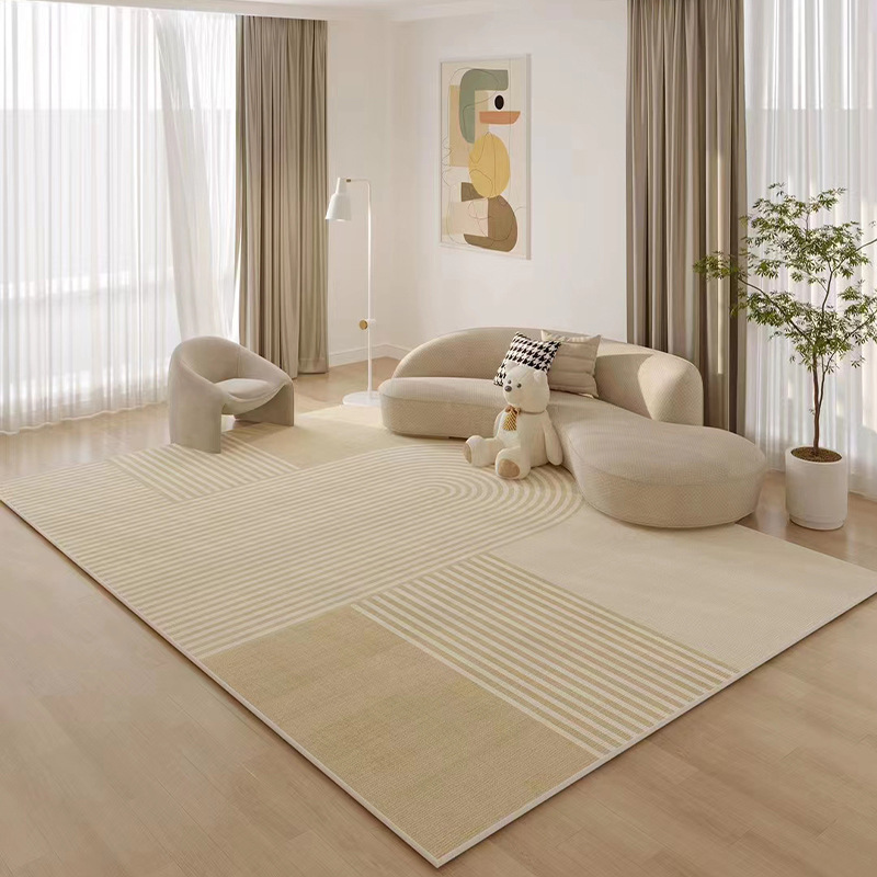Alfombra de sala de estar Alfombra de piso simple de estilo crema Alfombra de borde de cama desechable para dormitorio, sofá doméstico de alta gama, mesa de centro, manta antideslizante
