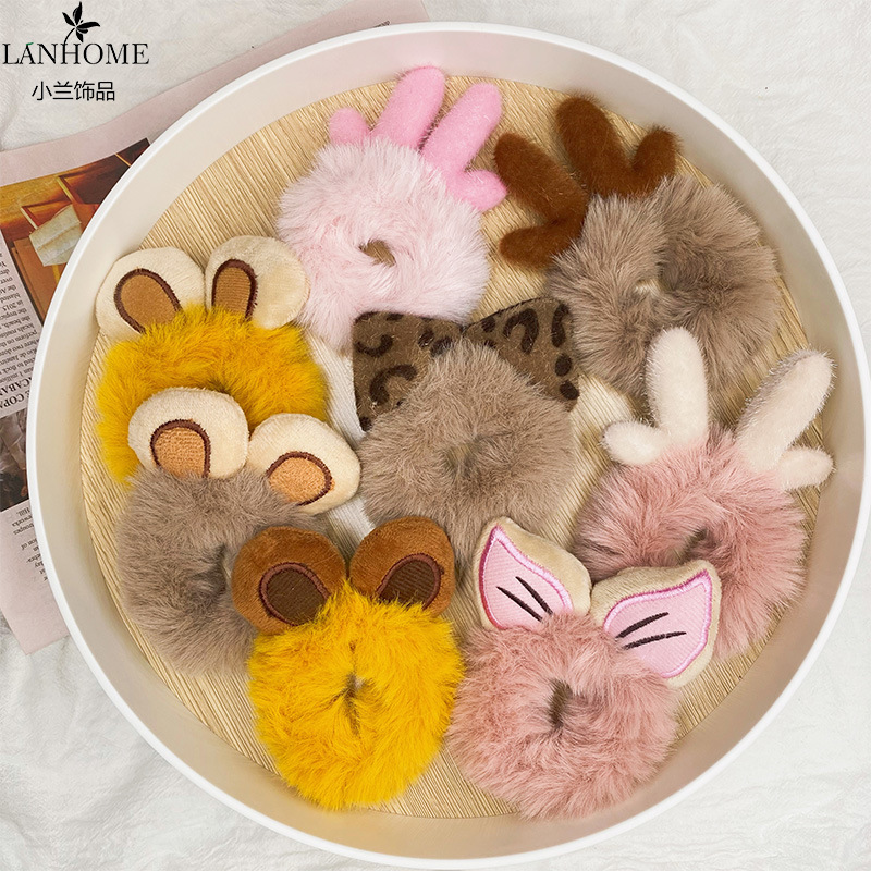 Cartoon Style Antlers Plush Hair Tie 1 Piece display picture 1