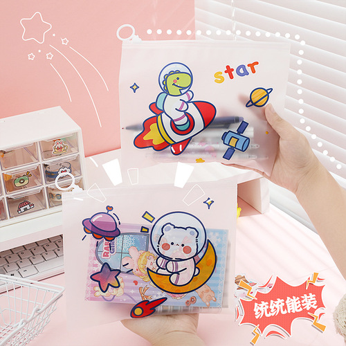 MOKA Waterproof Side Bag Small Fresh PVC Student Pen Bag Storage Bag Ring Cute Cartoon Document Bag Wholesale
