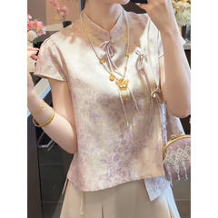 新中式马甲背心女国风缎面提花2025夏季新款气质温婉百搭衬衫上衣