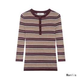 Z跨境欧美风2026新款时尚气质女装批发亚马逊条纹针织衫  9598006