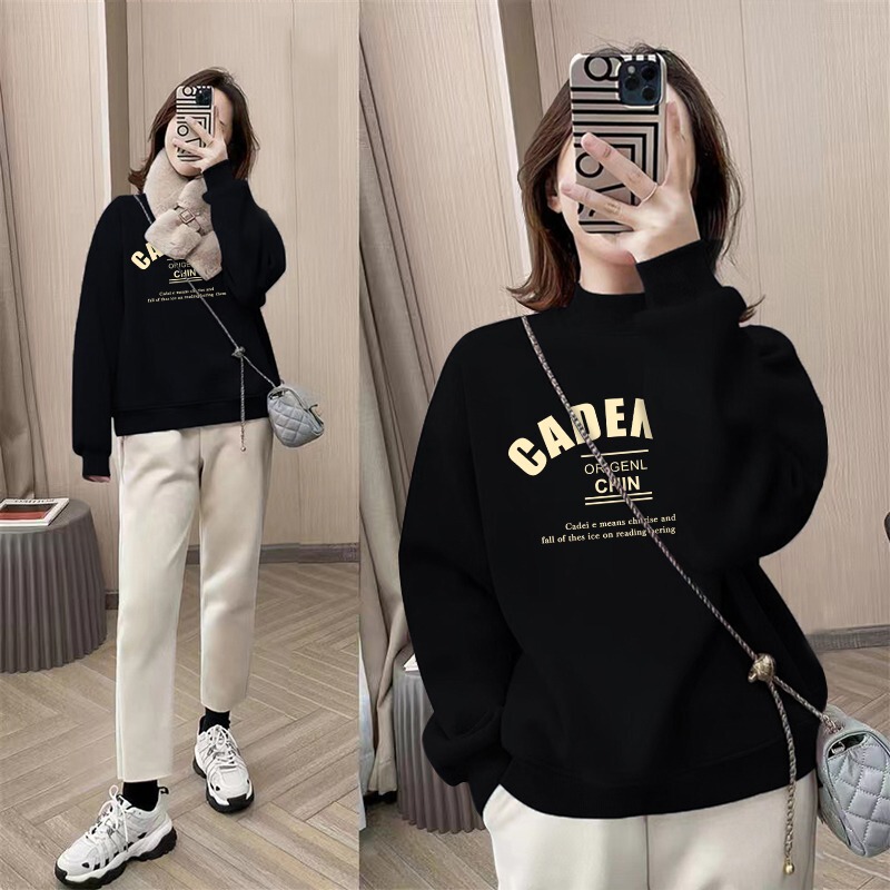 Clearance of Foreign Trade Brands: High-Quality Fleece-Lined Thickened Half-High Collar Sweatshirt for Women, European Style Warm Top Jacket, Trendy Clearance of Foreign Trade Brands: High-Quality Fleece-Lined Thickened Half-High Collar Sweatshirt for Women, European Style Warm Top Jacket, Trendy