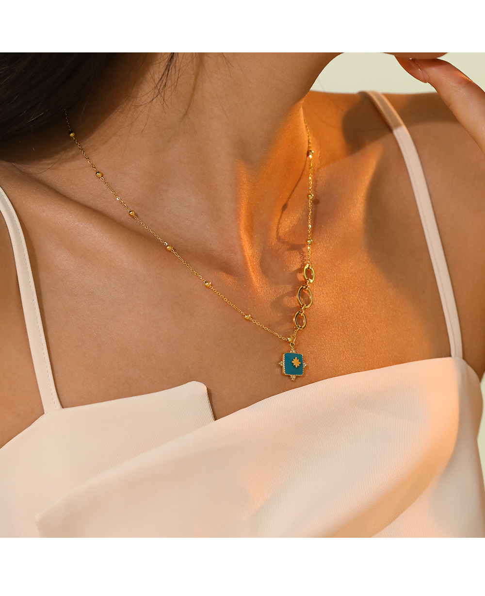 Fashion Square Stainless Steel Titanium Steel Plating Pendant Necklace 1 Piece