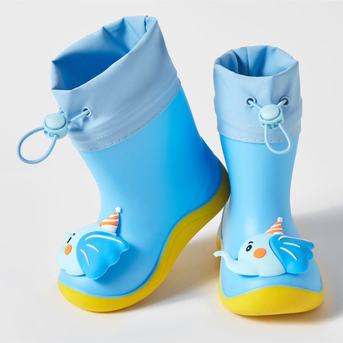 Bao Yu 3D new children's rain boots waterproof and non-slip student girls rain boots boys baby mid-tube waterproof girdle rain boots