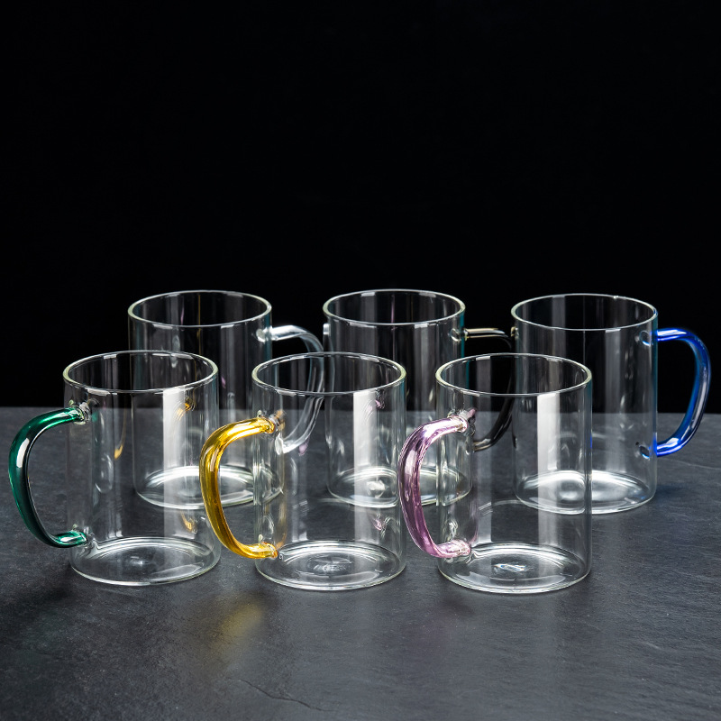 Taza de vidrio de alta sensación resistente al calor simple taza de leche taza de agua para beber taza de té verde sala de estar hogar set de agua
