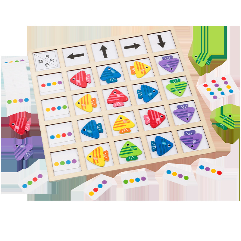 Pequeño pez para encontrar direcciones ayudas didácticas de pensamiento lógico direcciones cognitivas de pares de colores juguetes de madera de educación temprana image 6