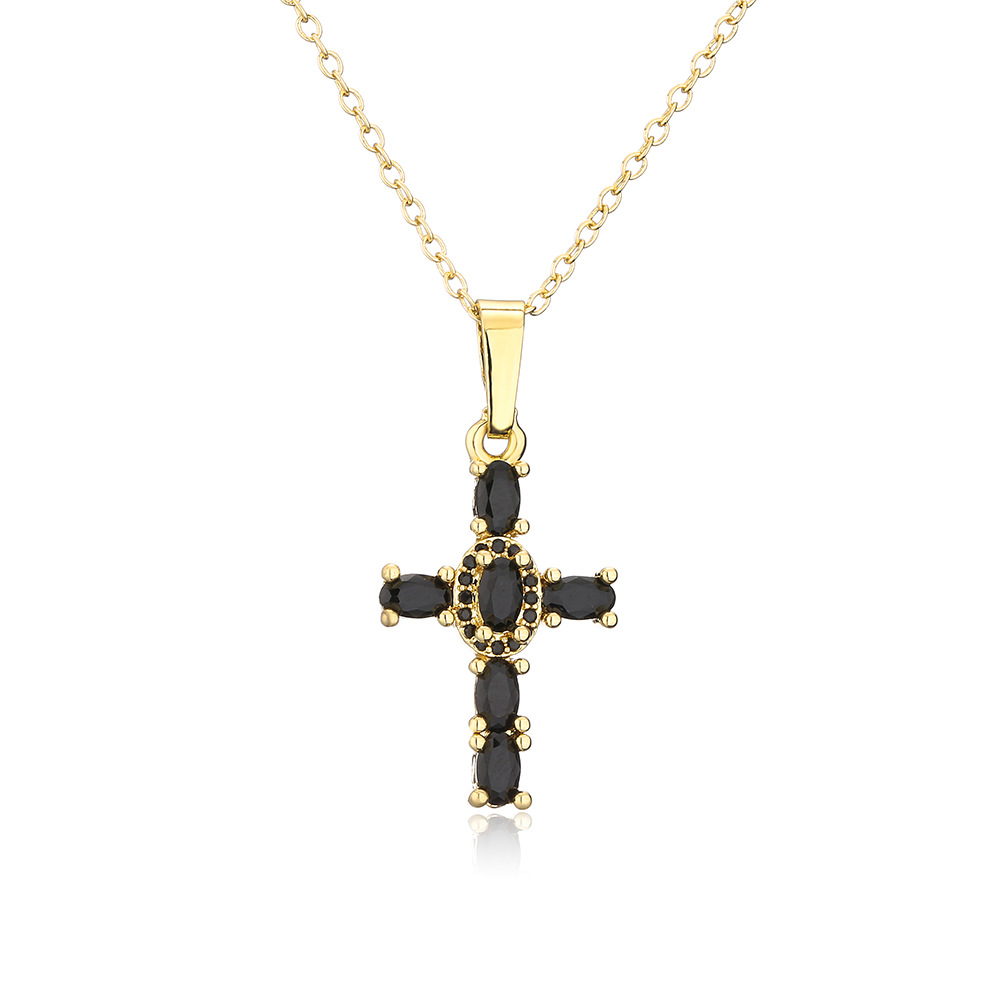 Fashion copper plated 18K gold cross pendant copper necklace jewelry