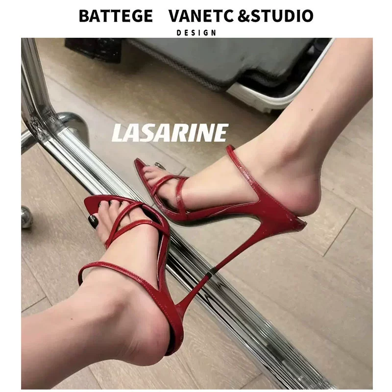 Красные каблуки сексуальные сандалии женские 2023 новые пустые задние туфли на высоких каблуках тапочки на высоких каблуках