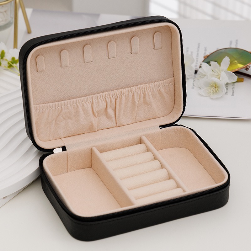 Transfronterizos Amazon bolsas de joyería minimalistas de viaje portátiles caja de almacenamiento de joyería de cuero caja de almacenamiento de joyería creativa