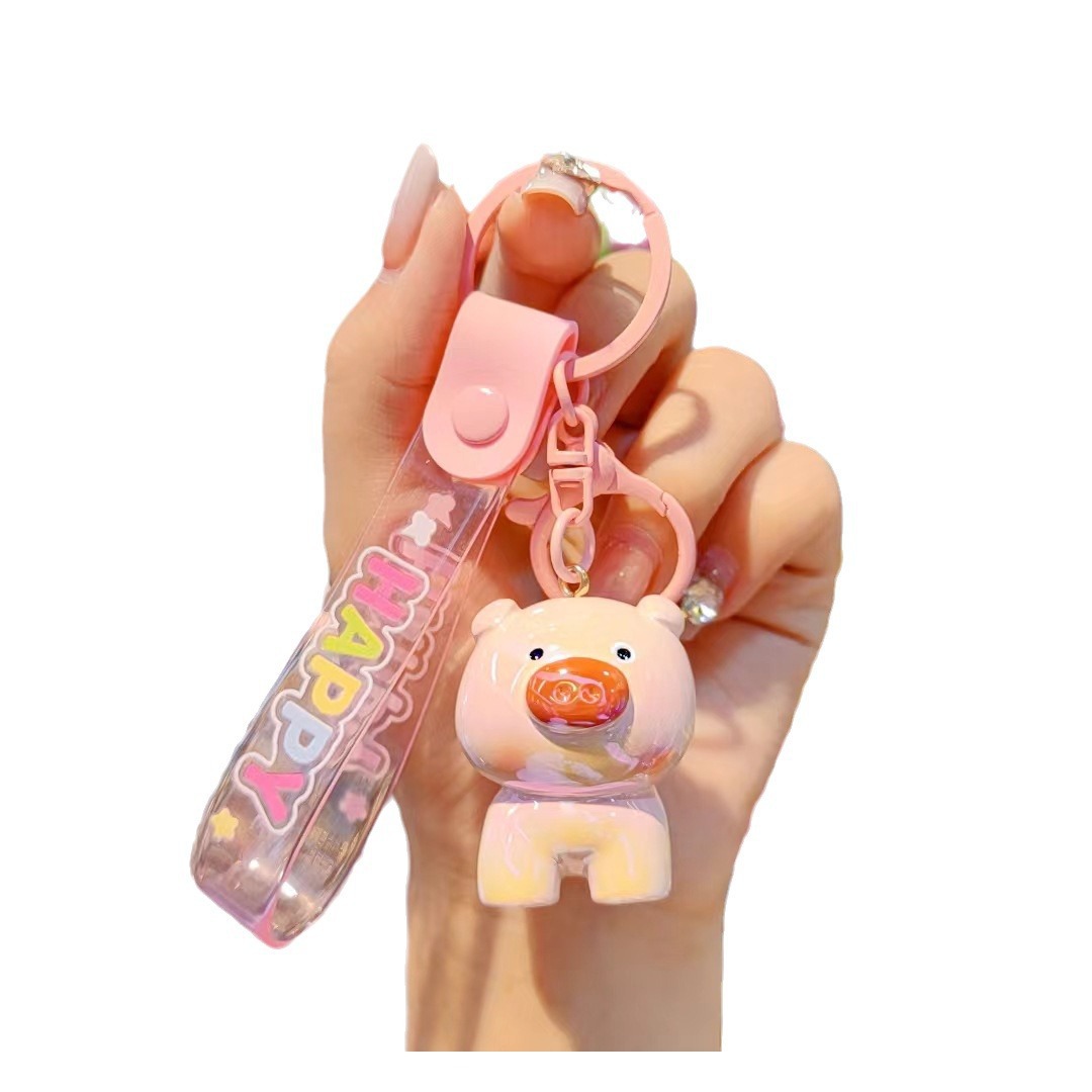Animal lindo muñeca colgante acrílico recubierto bolsos colgantes pareja llavero colgantes de llaves de automóviles