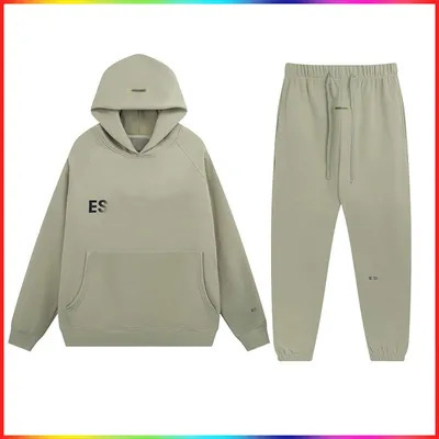 In-Stock Factory Fear of God Essentials Double-Line Chest Logo Letter Hoodie and Sweatpants Set