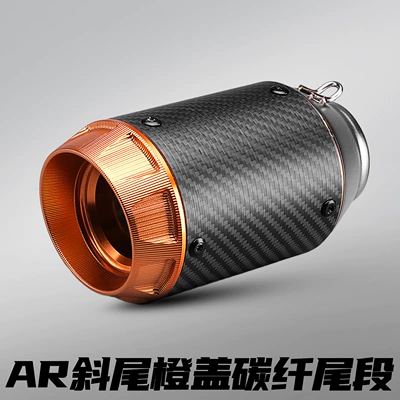 Motorcycle exhaust pipe | Fiber Stainless Steel/Titanium Alloy - ar-angled-tail-orange-cap-carbon-fiber-51mm