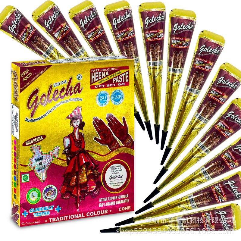 Pure Plant Henna Paste Temporary Tattoo Hand-Painted Waterproof Long-Lasting Body Painting Indian Henna Stall Light Brown