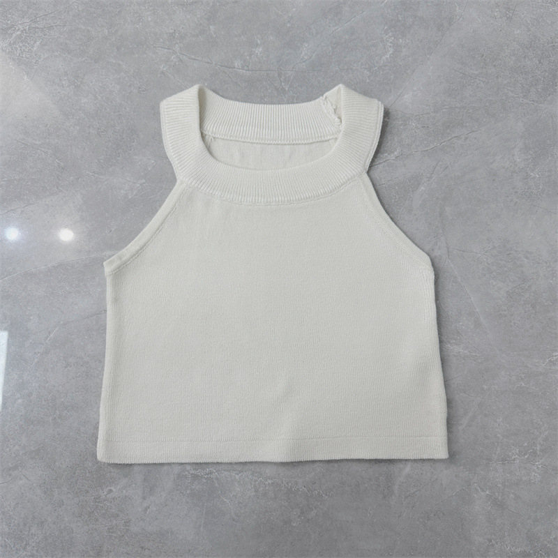 Verano de las niñas nuevo Chaleco Corto Negro estilo coreano slim fit Halter de los niños medianos y grandes color sólido a juego moda