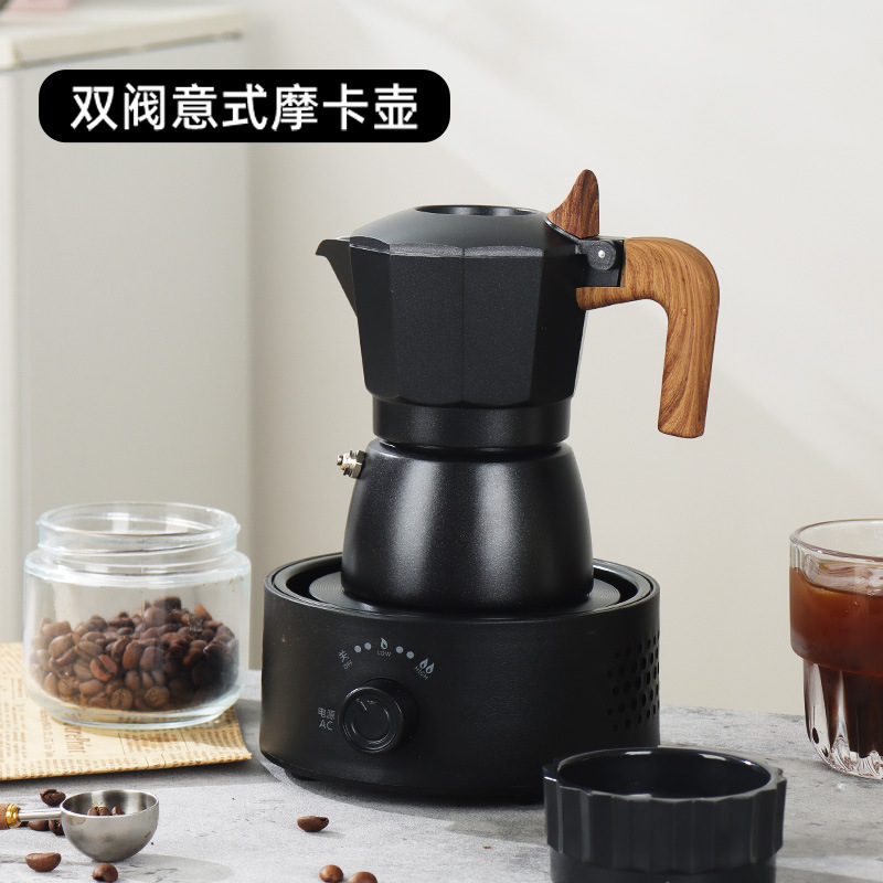 Dual-Valve Moka Pot Espresso Maker Portable Coffee Appliance for Outdoor Camping and Home Use Small Size Dual-Valve Moka Pot Espresso Maker Portable Coffee Appliance for Outdoor Camping and Home Use Small Size
