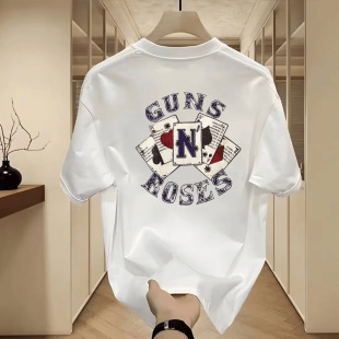 Heavy Trendy Brand Cotton Printed Men's Short-sleeved T-shirt 2024 New Summer Explosions Trendy Casual Crewneck T-shirt
