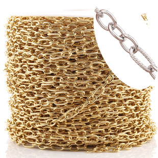 Vacuum plated stainless steel 3:1 long o chain round cross chain thread twisted chain DIY necklace bracelet luggage chain
