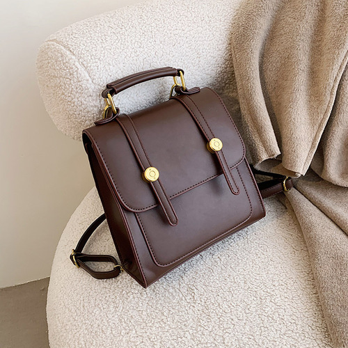 Women's New Fashion Multi-functional Backpack Simple Bag Texture Crossbody Bag College Style Bag