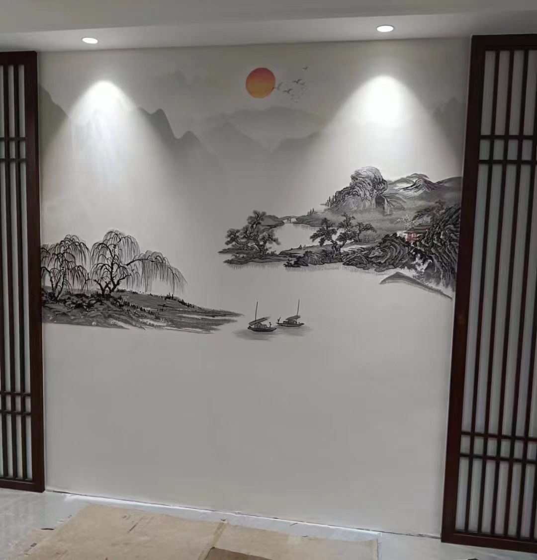 新中式山水背景墙