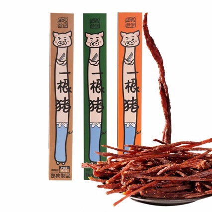 田园猎手一根猪嘶哈辣超长猪肉条三种口味磨牙解馋追剧肉干零食