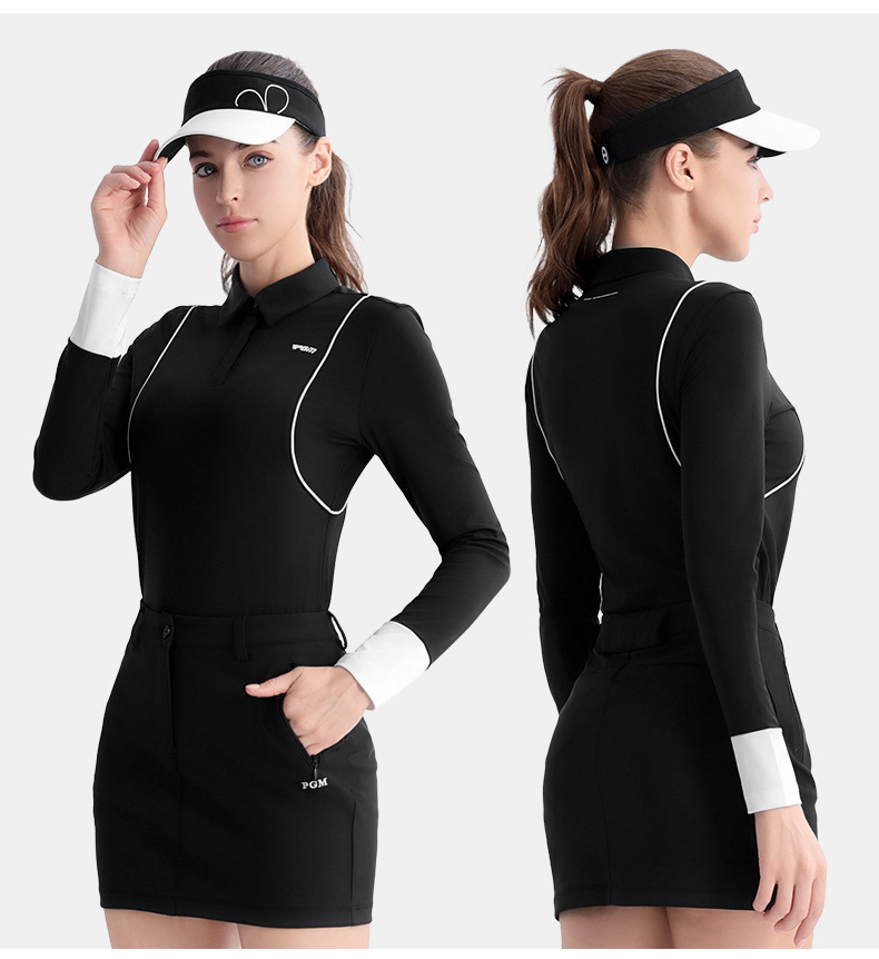 Áo thun dài tay golf nữ PGM vải thể thao co giãn cao — YF717 [vải thể thao/độ đàn hồi cao] áo dài tay màu đen, YF717 [vải thể thao/độ đàn hồi cao] áo dài tay màu trắng, YF717 [vải thể thao/độ đàn hồi cao] áo dài tay màu tím nhạt chi tiết 8