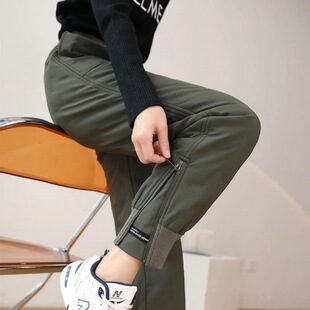 Thickened cotton-padded women's winter outer wear harem pants 2023 new casual high waist straight cotton pants