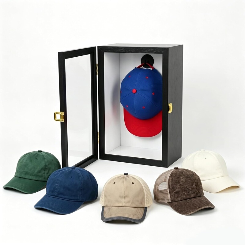 Wooden baseball cap display box shadow box wall-mounted desktop signature cap fan collection frame American style cross-border Wooden baseball cap display box shadow box wall-mounted desktop signature cap fan collection frame American style cross-border