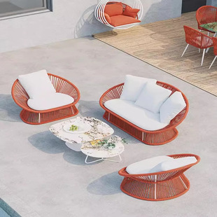 Outdoor Rattan Combination Courtyard Leisure Furniture Hotel Villa B&B Balcony Open-Air Outdoor Waterproof Rattan Chair Sofa