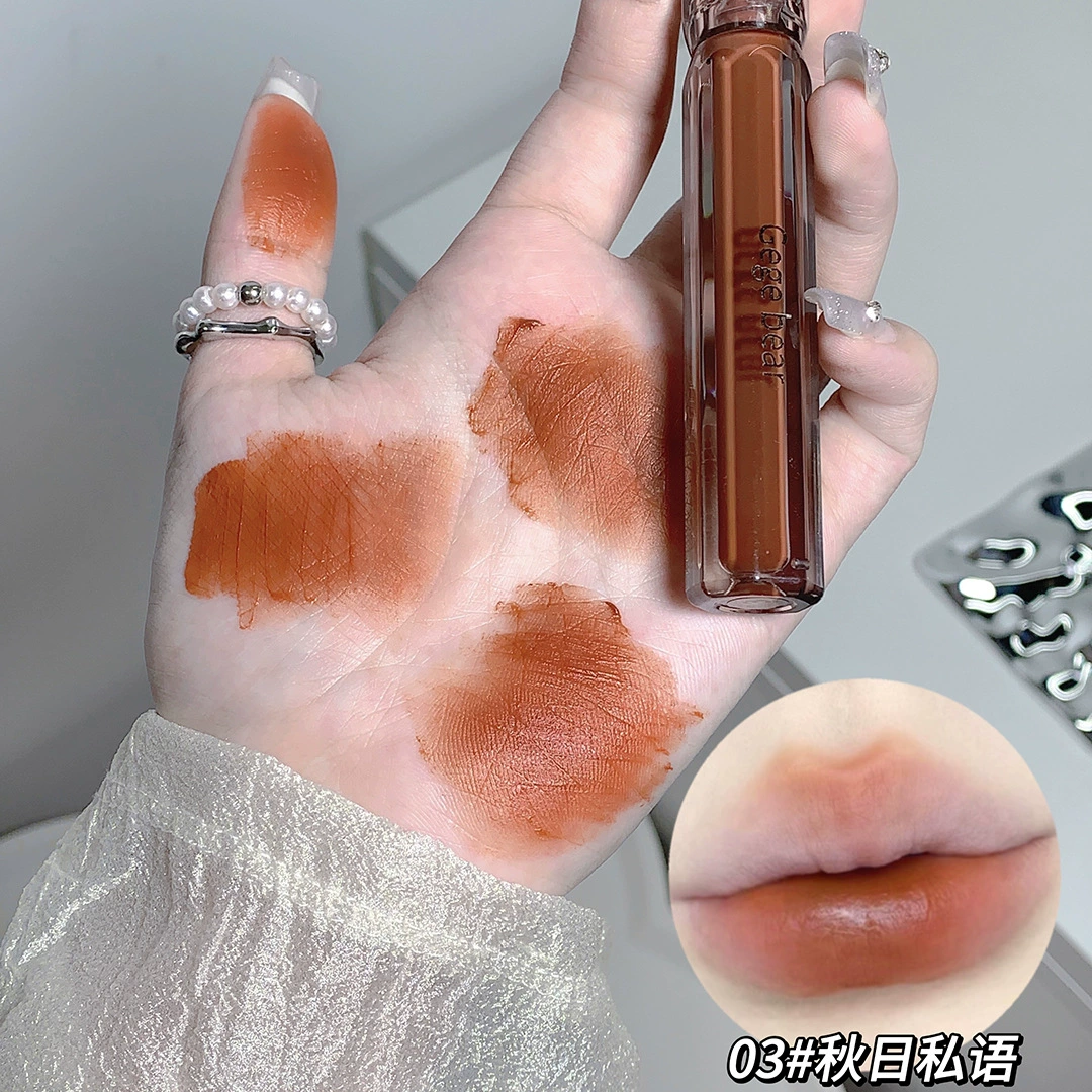 Матовый блеск для губ Velvet Lip Glaze (Gege Bear) жирная мото-матовая, длительное действие 2.5 г, стойкие оттенки