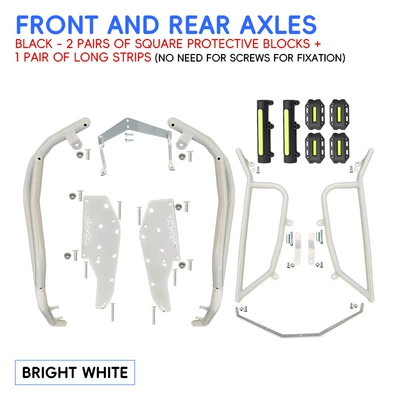 Motorcycle bumper – guards, front and rear exhaust - whiteenhanced-front-bumper-rear-bumper-black-protective-blocks