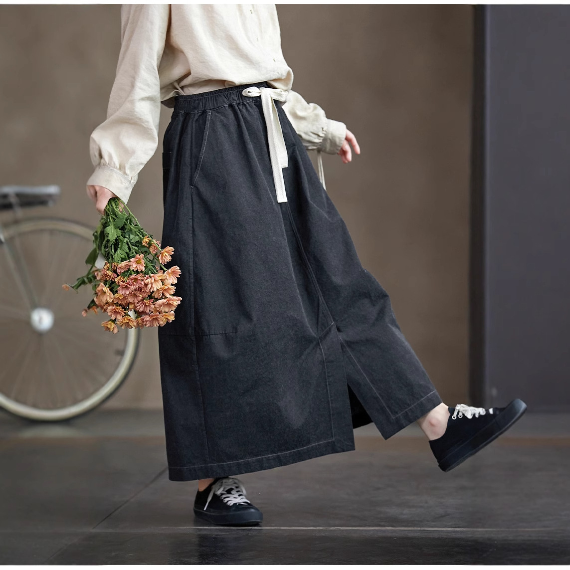 美品 希少Self Service no.27 fall/winter One old [miscellaneous thought] autumn fog black elastic