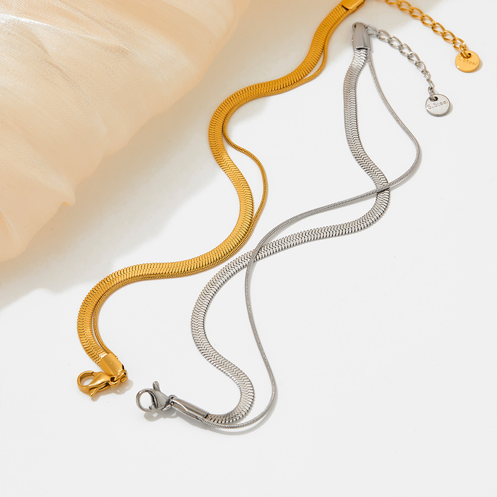 15g Weight Bracelets, Necklace Classification Daily Occasion Stainless Steel Material Geometric, Solid Color Pattern Women'S Gender Plating Design Fashion Style Fashion Geometric Solid Color Stainless Steel Plating Bracelets Necklace 3