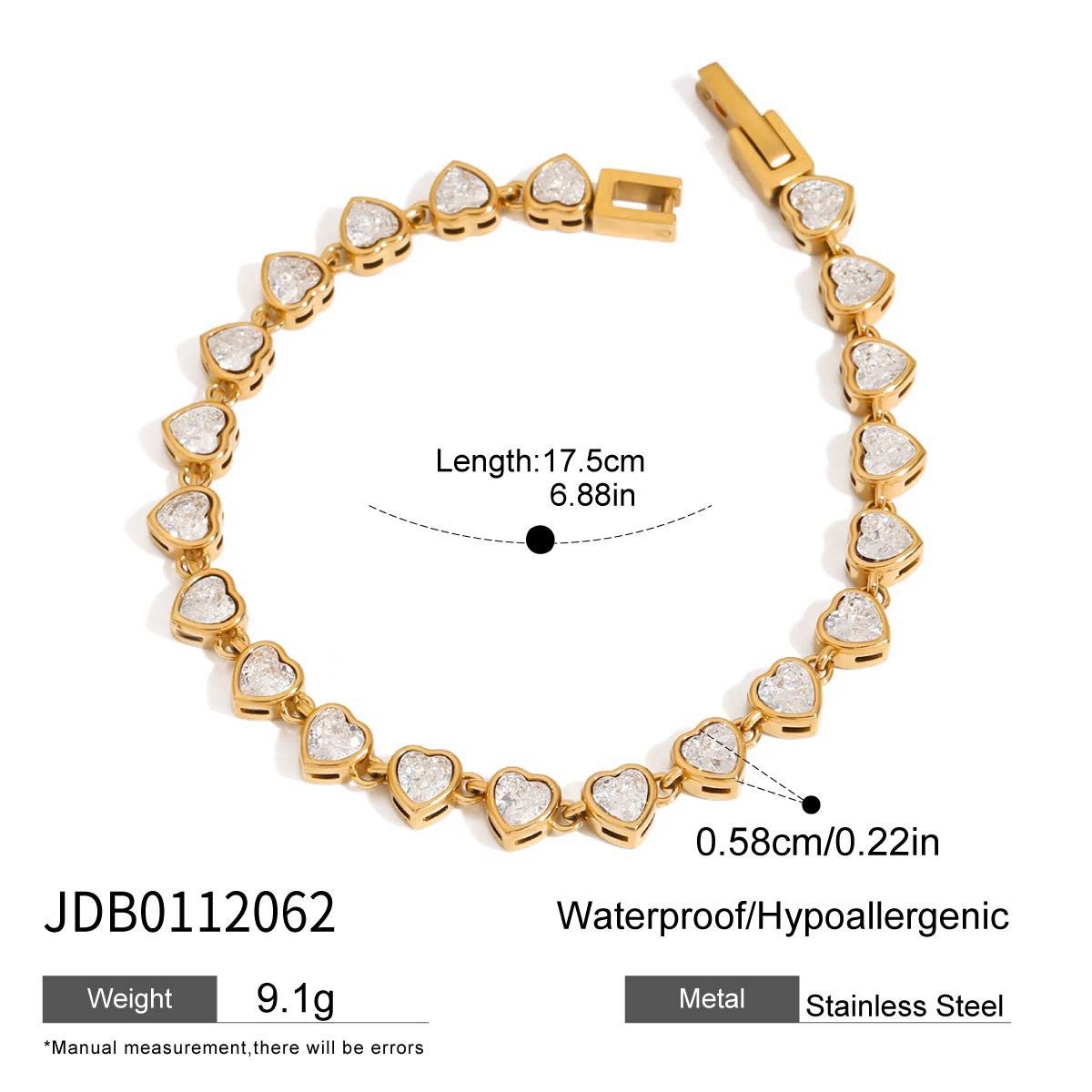 JEDING Europa y América pulsera de zircon de acero inoxidable superpuesta lujosa joyas de alta calidad joyas de acero de titanio brazalete transfronterizo