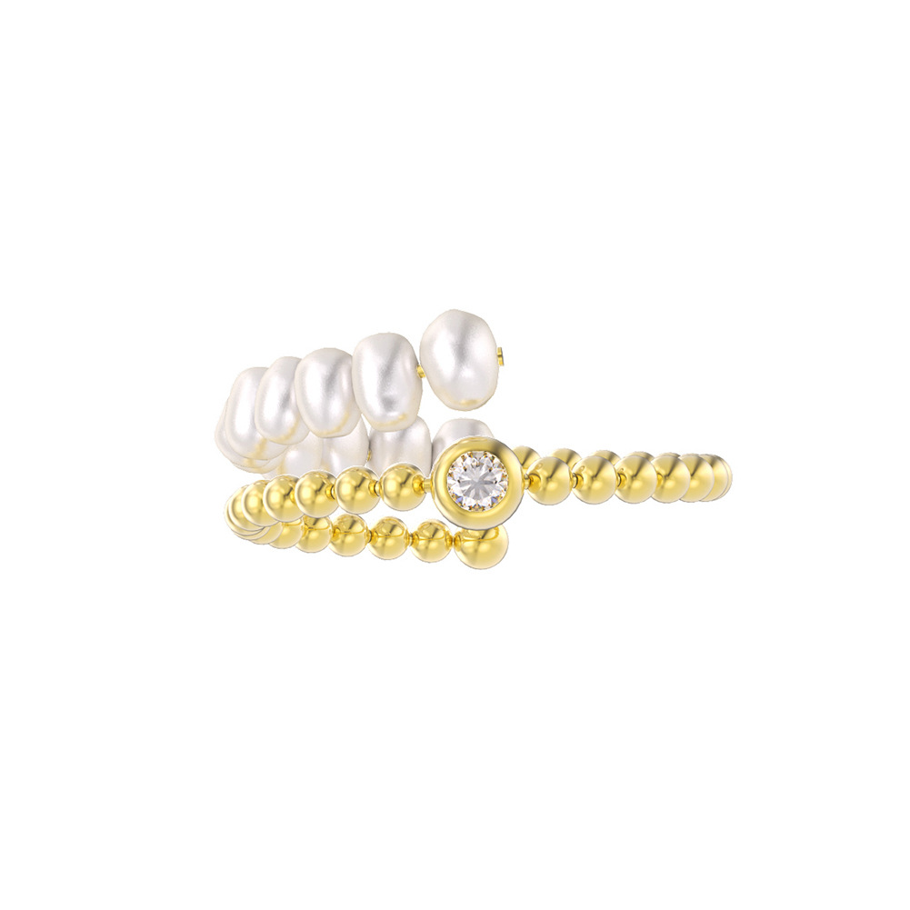 8g Weight 0.03µm Gold Plating Thickness 925 Sterling Silver Zircon Geometric Open Rings