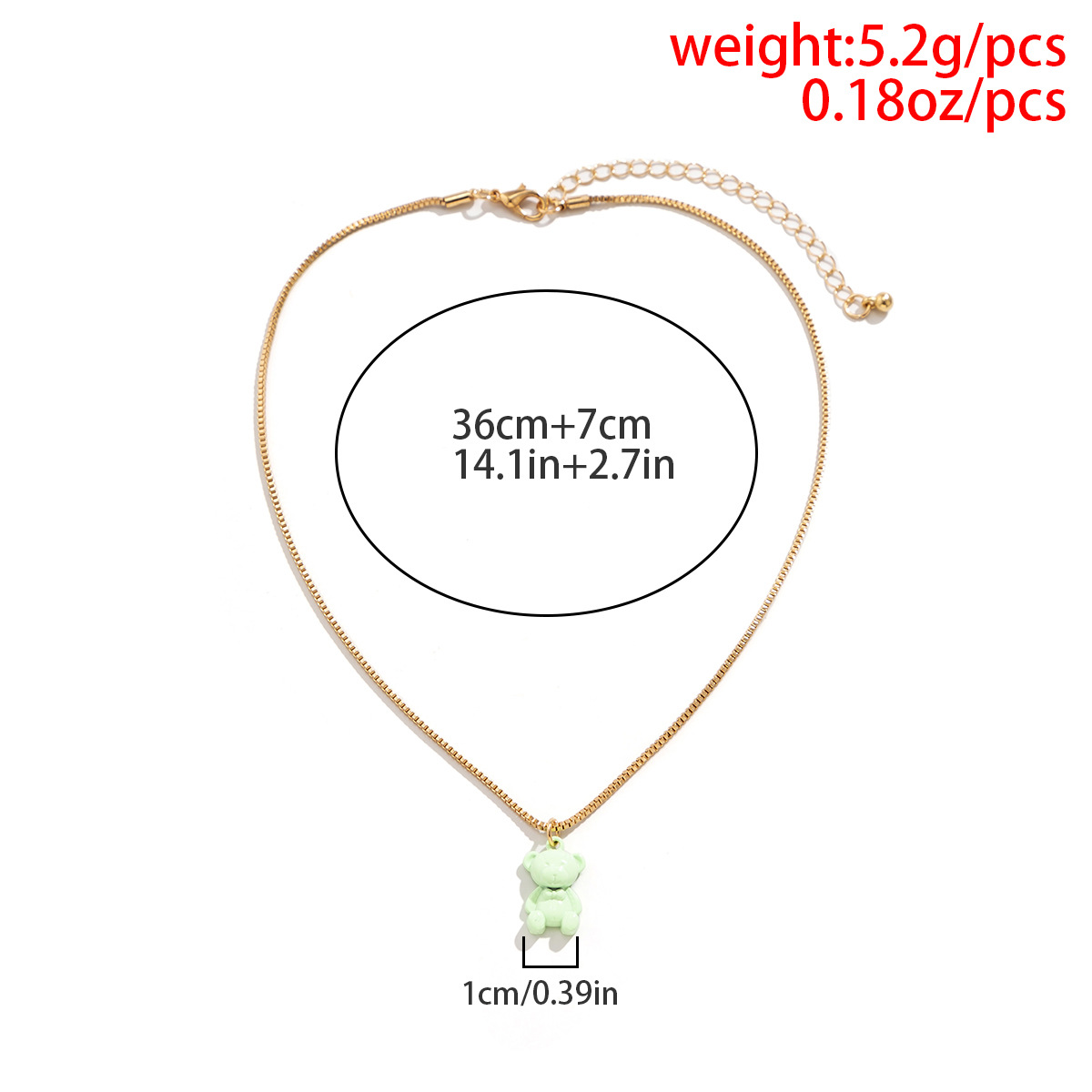 Sweet Fresh Colorful Cute Bear Simple All-Match Necklace Female Europe and America Cross Border Nich