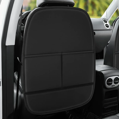 Car anti-kick pad rear car creative cute seat anti-dirty protection pad universal anti-wear pad for children in the car (Chair back anti-kick pad) - thickened-upgrade-pure-black-storage