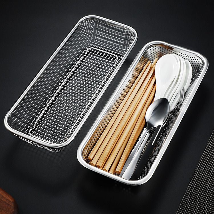 Stainless steel chopsticks rack home draining basket vegetable washing basket disinfection cabinet tableware basket bowl chopsticks storage basket draining control basket