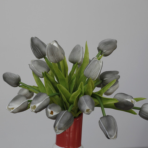 European retro 10-head tulip bunch dining table coffee table floral wedding PU artificial flower decorative flower