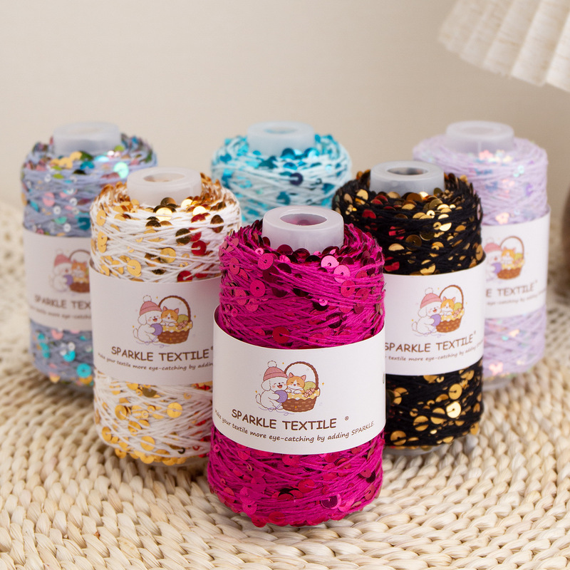 100g Sequin Thread 3Mm+6Mm Large Sequins Fancy Combed Cotton Yarn for Handmade Weaving DIY Tube-Packed Small Sequin Yarn 100g Sequin Thread 3Mm+6Mm Large Sequins Fancy Combed Cotton Yarn for Handmade Weaving DIY Tube-Packed Small Sequin Yarn