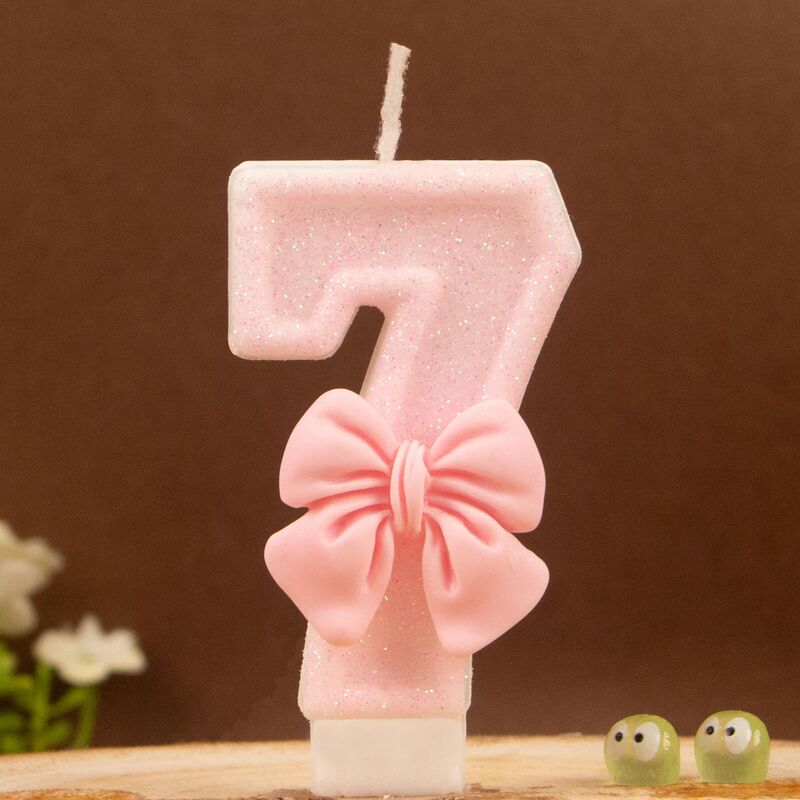 数字蜡烛0-9粉色蝴蝶结蛋糕用创意diy手工生日蜡烛高级感temu希音|undefined