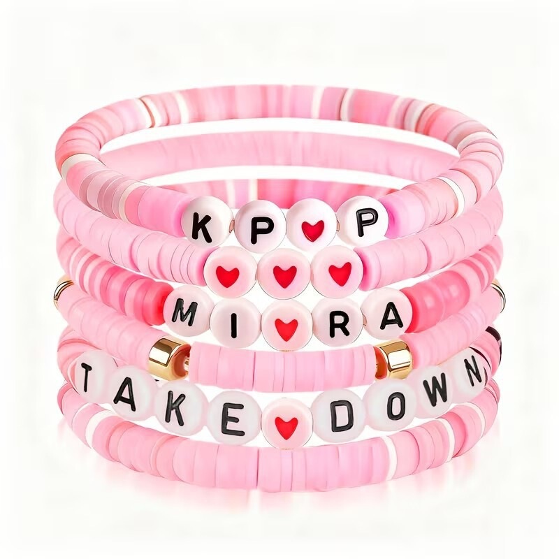 European and American Cross-Border Kpop Bracelet Birthday Party Friendship Bff Fan Demon Hunter English Girl Group Soft Clay Bracelet